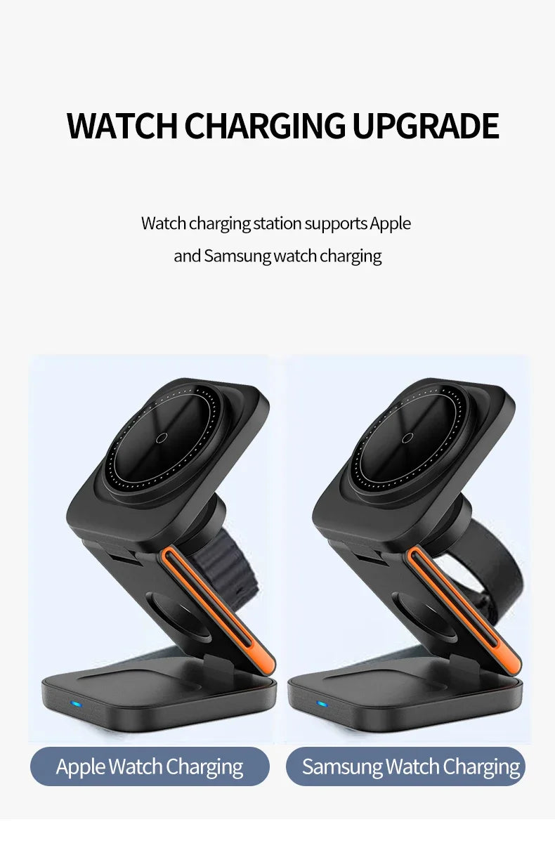 Foldable Fast Magnetic Wireless Charger Station 30W 3 in 1