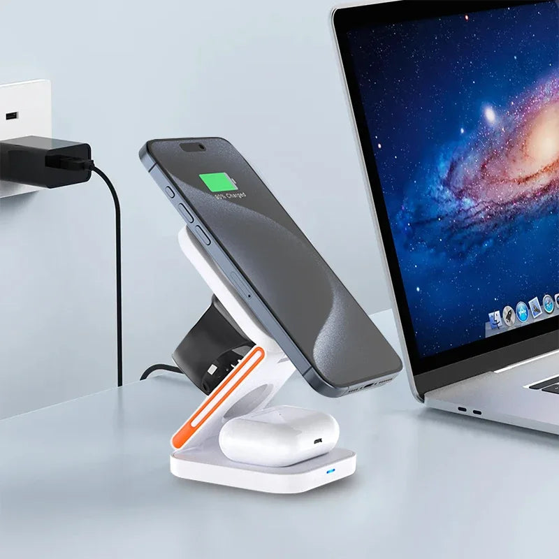 Foldable Fast Magnetic Wireless Charger Station 30W 3 in 1