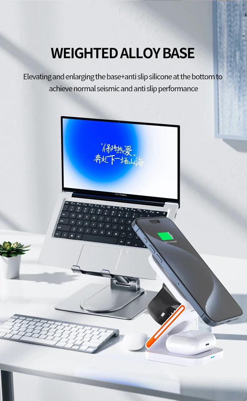 Foldable Fast Magnetic Wireless Charger Station 30W 3 in 1