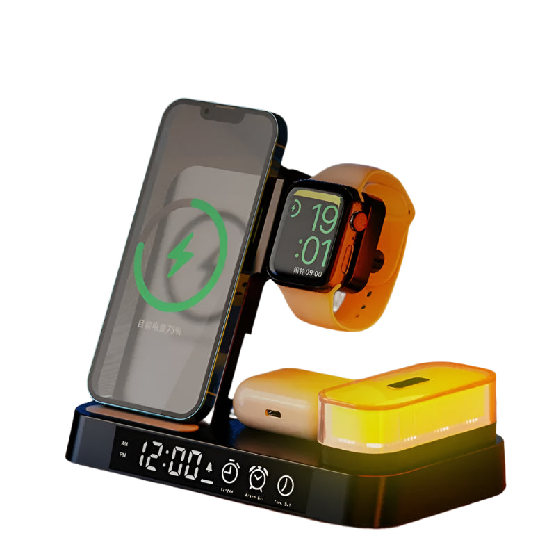 30W 3 In 1 Wireless Charger Stand Pad Alarm Clock