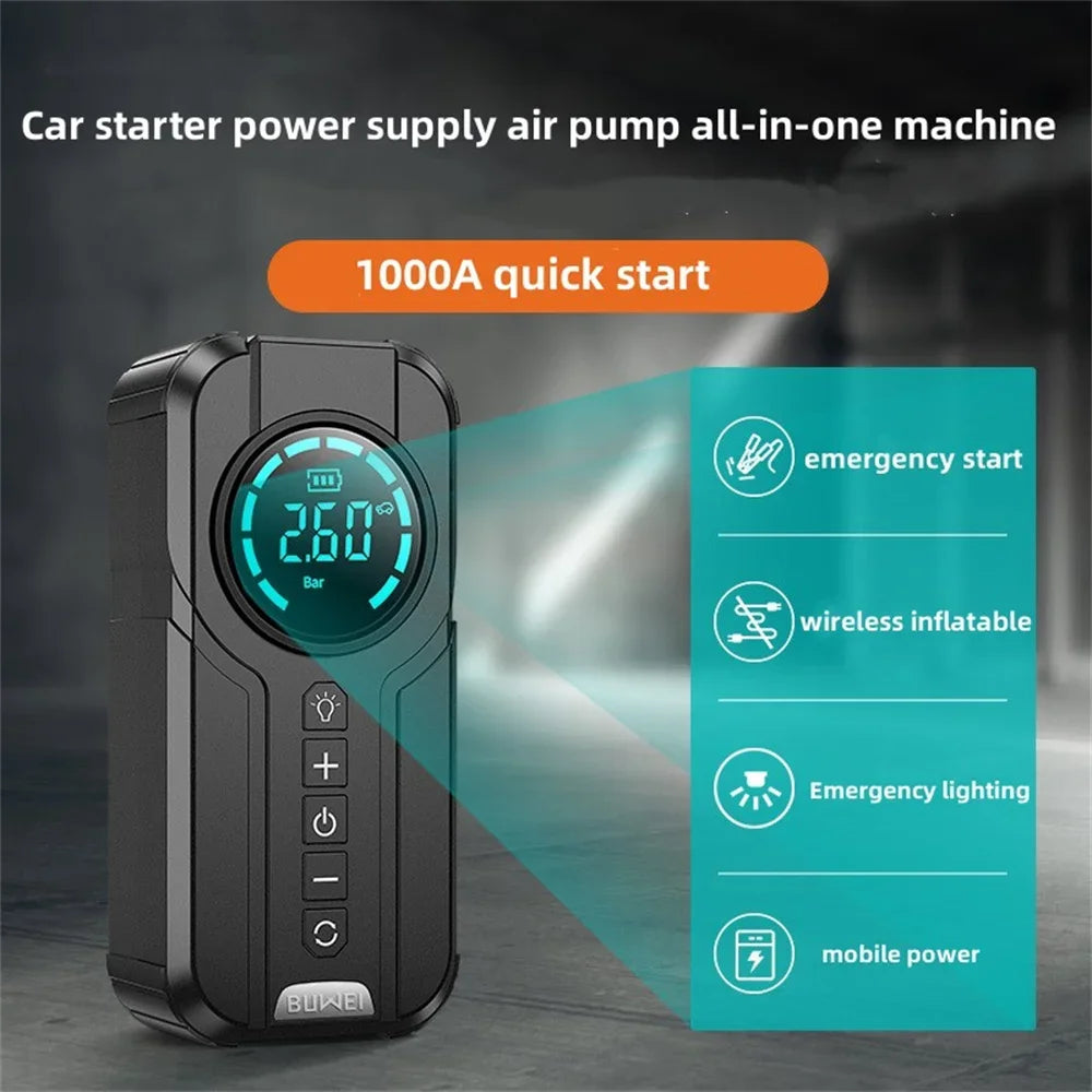 4 In 1 Car Jump Starter And Air Pump Power Bank