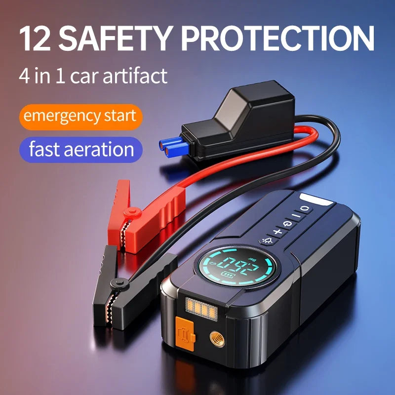 4 In 1 Car Jump Starter And Air Pump Power Bank